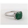 Image 2 : 2.1 CT CERTIFIED SILVER EMERALD GEMSTONE RING ($3,920 APPRAISAL, APPRAISAL NOT GUARANTEED)