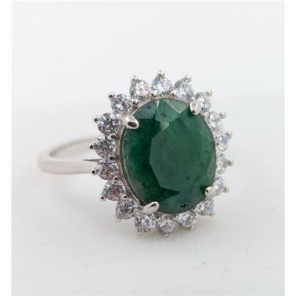 3.3 CT CERTIFIED SILVER EMERALD GEMSTONE RING ($5,920 APPRAISAL, APPRAISAL NOT GUARANTEED)