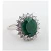 Image 1 : 3.3 CT CERTIFIED SILVER EMERALD GEMSTONE RING ($5,920 APPRAISAL, APPRAISAL NOT GUARANTEED)