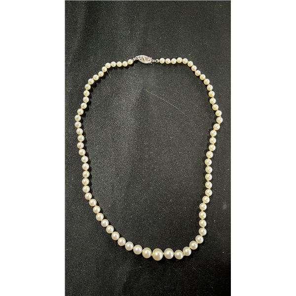10KT WHITE GOLD PEARL NECKLACE - APPROX. 16"