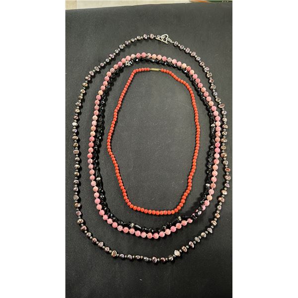 BAG OF ASSORTED STONE NECKLACES