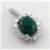Image 1 : 1.9 CT CERTIFIED SILVER EMERALD GEMSTONE PENDANT ($3,328 APPRAISAL, APPRAISAL NOT GUARANTEED)
