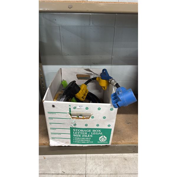 BOX OF ASSORTED ELECTRICAL ADAPTERS