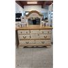 Image 1 : VINTAGE SIX DRAWER SINGLE DOOR DRESSER WITH ATTACHABLE MIRROR - 53 1/2"W X 16 1/2"D X 33"H,