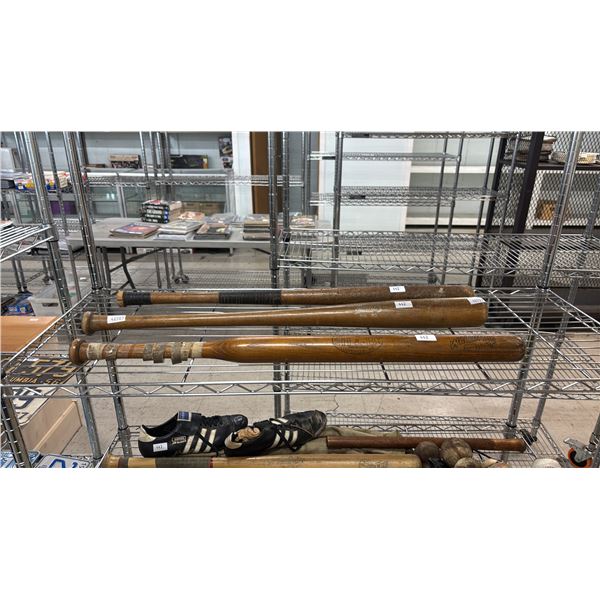 THREE WOODEN SOFTBALL & BASEBALL BATS