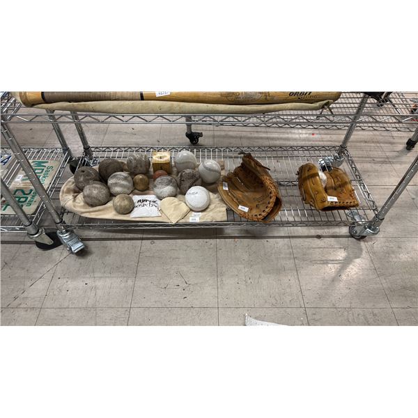 ASSORTED SOFTBALLS, LEFT MITT & RIGHT MITT