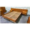 Image 1 : MID CENTURY MODERN TEAK QUEEN SIZE PLATFORM BED FRAME WITH FLOATING NIGHT STANDS & 2 PULL-OUT