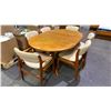 Image 2 : MID CENTURY MODERN TEAK STAMPED DENMARK DOUBLE PEDESTAL DINING TABLE WITH 1 LEAF - COMES WITH 6