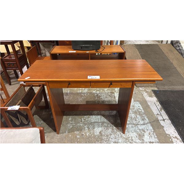 MID CENTURY DANISH MODERN TEAK 2-DRAWER WRITING DESK 47" X 18" X 28"