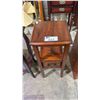 Image 2 : 1-DRAWER 2-TIER MAHOGANY FINISH SMALL STAND 13" X 13" X 30"