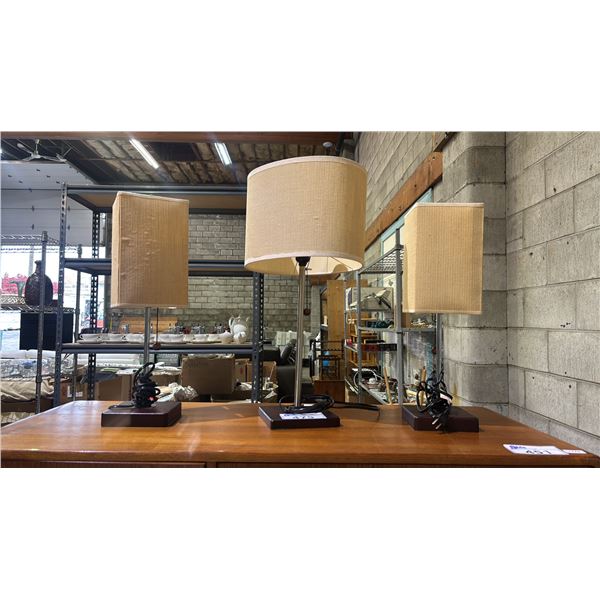 3 ASSORTED TABLE LAMPS