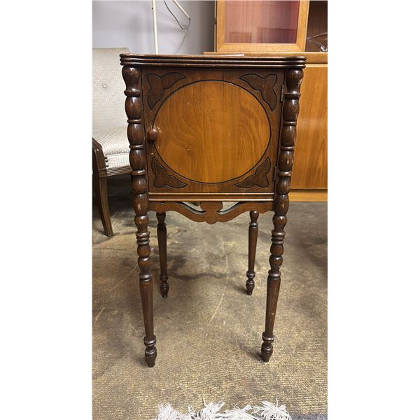 ANTIQUE WALNUT SMOKER STAND 12" X 12" X 26"