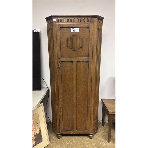 ANTIQUE OAK WARDROBE CABINET 31" X 16" X 71.5"