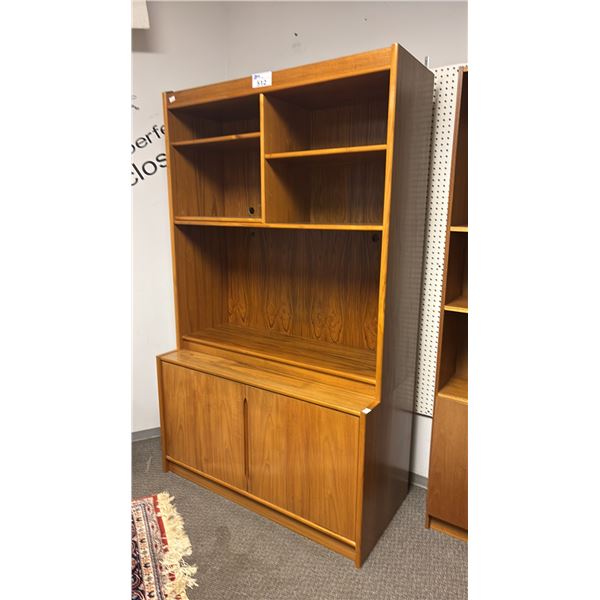 MID CENTURY DANISH MODERN TEAK 2-PC WALL UNIT
