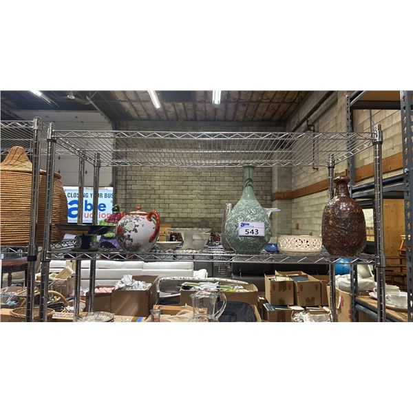 SHELF OF ASSORTED HOME DECOR ITEMS