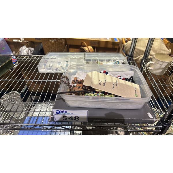 PHOTO FRAME, ASSORTED COSTUME JEWELLERY, US STAMPS & MORE