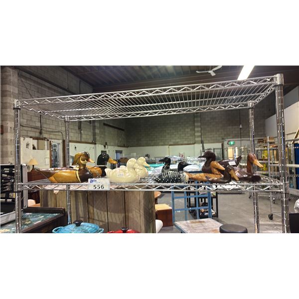 SHELF OF DECORATIVE DUCKS & LOONS