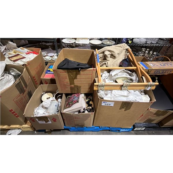 PALLET OF ESTATE GOODS - WALL ART, BLANKETS, LUGGAGE STAND, BOOKS & MORE *MUST TAKE ALL ON PALLET*