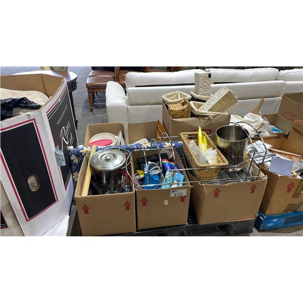 PALLET OF ESTATE GOODS - MUSIC CDS, STORAGE BASKETS, TRAVEL MUGS, BOWLS, PLATES & MORE