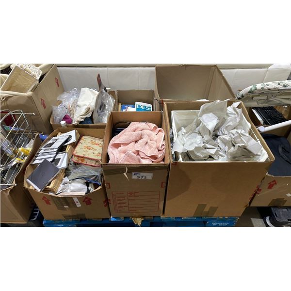 PALLET OF ESTATE GOODS - BOOKS, PAPER PLATES, BOWLS & CUPS, TABLE LINENS & MORE