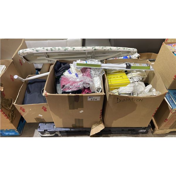 PALLET OF ESTATE GOODS - CORD COVER KIT, IRONING BOARD, COMPUTER KEYBOARD, PRINTER & MORE