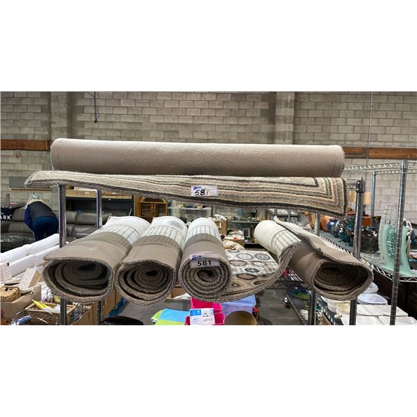 (5) L.L BEAN WOOL "COINS" CARPETS - ONE 4' X 6' & FOUR 2'6"X 8'