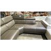 Image 2 : GREY LEATHER-LIKE SECTIONAL SOFA WITH POWER RECLINER - *NO POWER CABLE/WORKING CONDITION UNKNOWN*