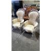 Image 1 : PAIR OF MATCHING VINTAGE UPHOLSTERED FLORAL MOTIF WINGBACK ARMCHAIRS