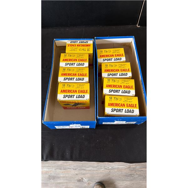 8 BOXES OF AMERICAN EAGLE SPORT LOAD 12GA SHOTGUN AMMUNITION