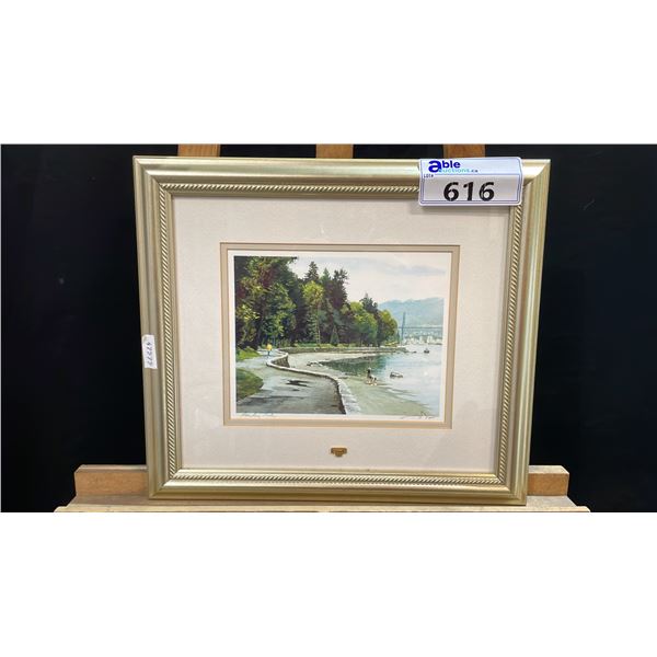PAUL RUPERT "STANLEY PARK" FRAMED 16.5" X 14.5" SIGNED PRINT - ARTIST INFO ON BACK
