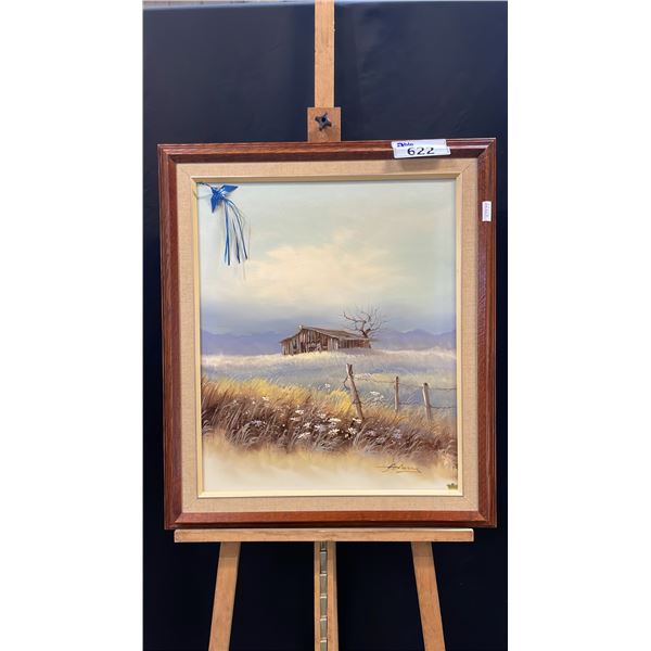 ORIGINAL SIGNED 29" X 25" FRAMED PAINT ON CANVAS - SIGNATURE UNKNOWN