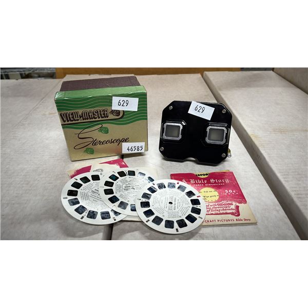 VINTAGE SAWYER'S VIEW-MASTER STEREOSCOPE WITH 4 REELS