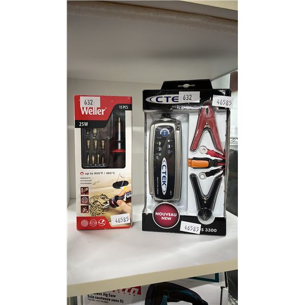 WELLER 15 PIECE WOODBURNING KIT & CTEK MULTI US 3300 12 V BATTERY CHARGER