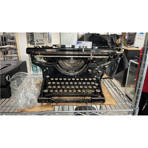 ANTIQUE NO. 3 UNDERWOOD STANDARD MANUAL TYPEWRITER WITH RIBBON