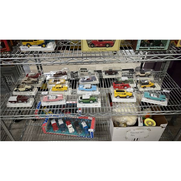 SHELF OF ASSORTED SOLIDO SCALE MODEL VEHICLES