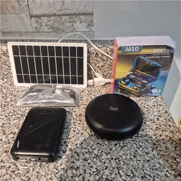NEW & USED ASSORTED ELECTRONICS: NEW M10 BLUETOOTH EAR BUDS (WORKING) BATTERY BACK UP & MORE