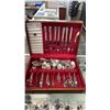 Image 1 : ASSORTED FLATWARE IN CASE INCLUDES SOME SILVER PLATED, SOME STAINLESS STEEL