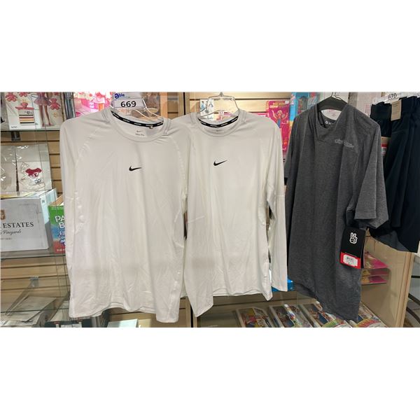(2) NIKE PRO DRI-FIT SLIM FIT LONG SLEEVE SHIRTS SIZE L & TROY LEE DESIGNS SKYLINE SHIRT SIZE L