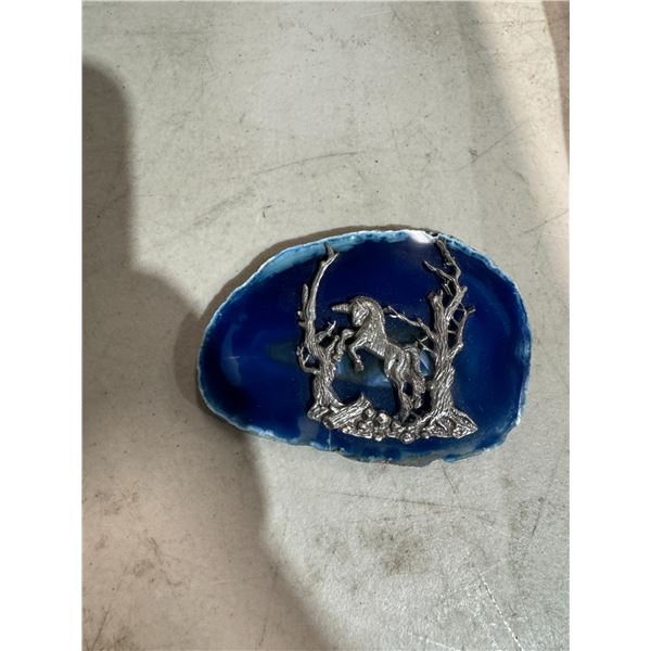 Agate with Pewter unicorn