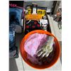 Image 1 : Halloween decor, black purple, color bulb, caution, bowls, et