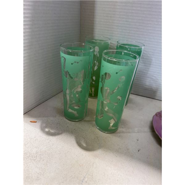 Vintage highball glasses green