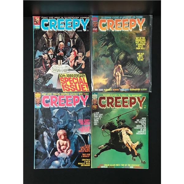 LOT OF 4 CREEPY COMICS - WARREN MAGAZINE