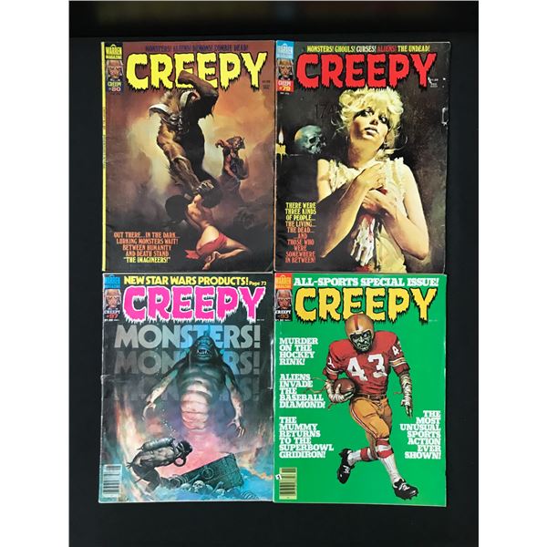 LOT OF 4 CREEPY COMICS - WARREN MAGAZINE