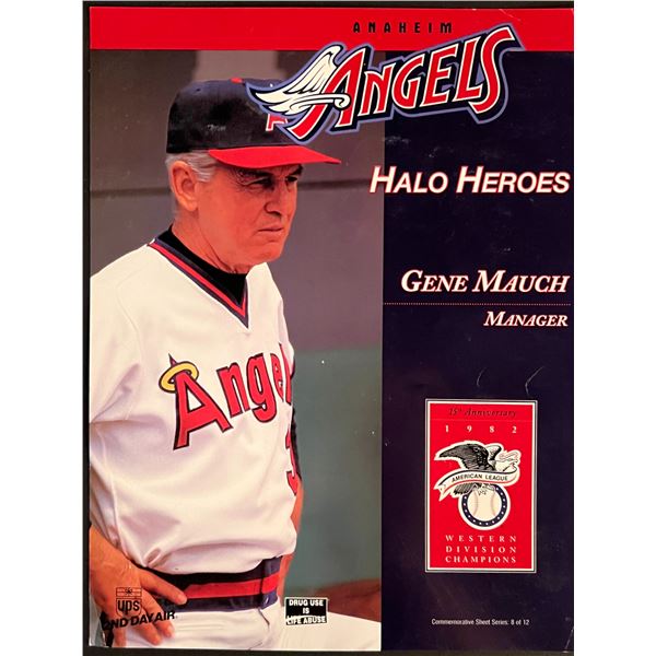 Manager Gene Mauch Anaheim Angels Halo Heroes Commemorative Sheet Series 8 of 12