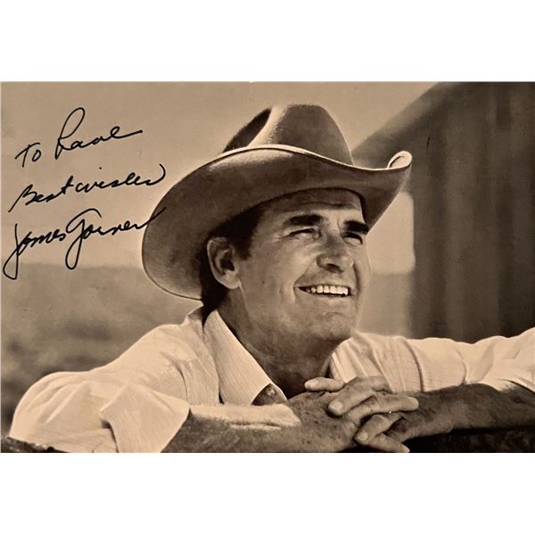 James Garner facsimile signed photo. 3x5 inches