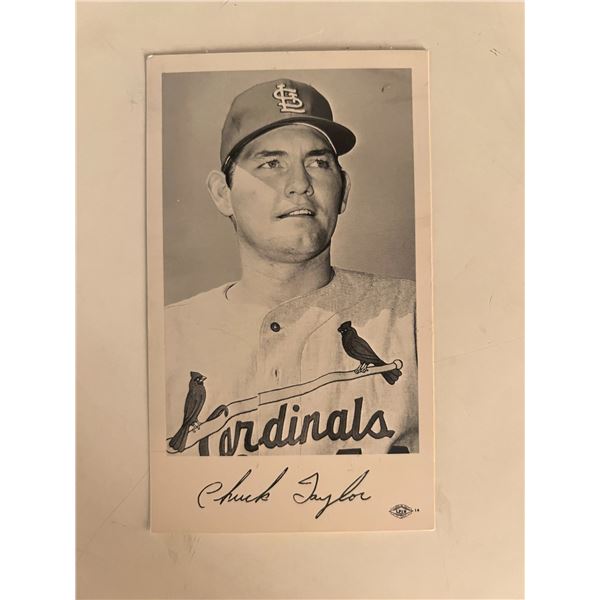 Chuck Taylor facsimile signed photo. 3x5 inches