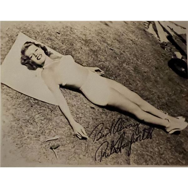 Rita Hayworth facsimile signed photo. 3x5 inches