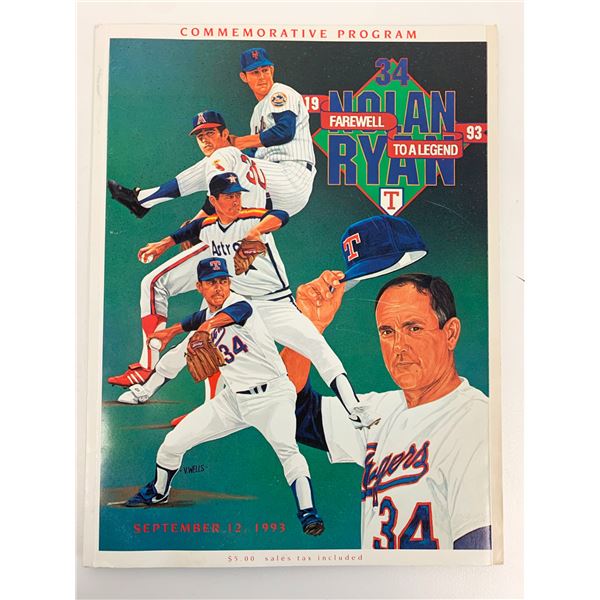 Nolan Ryan Commemorative Program September 12 1993