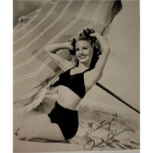 Janet Blair facsimile signed photo. 3x5 inches