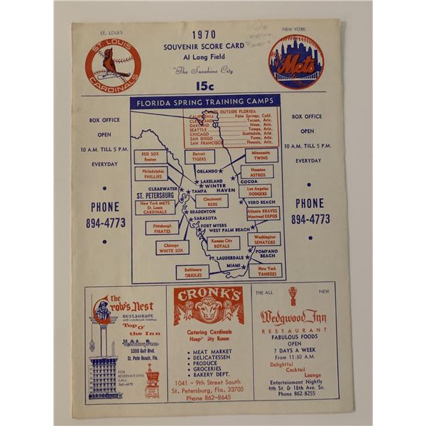 St. Louis Cardinals vs. New York Mets 1970 Official Souvenir Scorecard Magazine